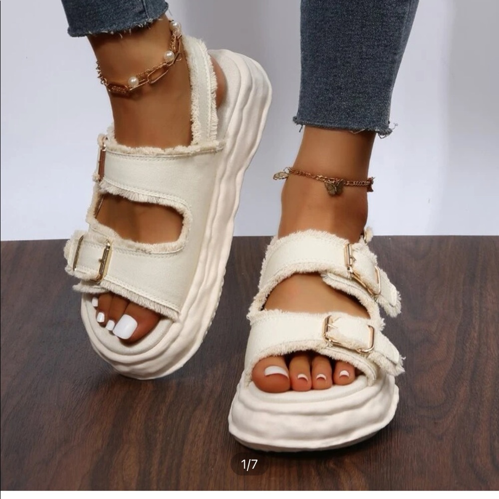 Platform sling backs with buckle detail